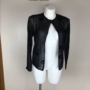 Josephine Chaus black sheer sweater size large.